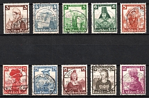 1935 Third Reich, Germany (Mi. 588 - 597, Full Set, Canceled, CV $90)