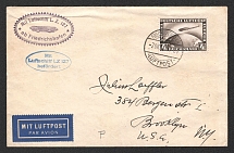 1928 (7 Oct) Germany, Graf Zeppelin airship airmail cover from Friedrichshafen to Brooklyn (United States) via New York, 1st flight to North America 'Friedrichshafen - Lakehurst' (Sieger 21 B, CV $120)