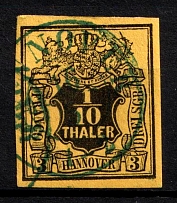 1851-55 1/10t Hannover, German States, Germany (Mi. 5, Sc. 6, Canceled, CV $100)