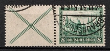 1930 8pf Weimar Republic, Germany, Se-tenant, Zusammendrucke (Mi. W 37, Canceled, CV $200)
