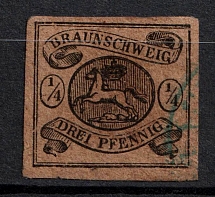 1856 1/4ggr Braunschweig, German States, Germany (Mi. 4, Canceled, CV $420)