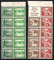 1936 Third Reich, Germany, Se-tenant, Zusammendrucke, Blocks (Mi. 107 B - 108 B, Margins, CV $70)