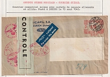 1943 (13 Aug) Switzerland, WWII Swiss Mail, Airmail Cencor Cover from Zurich to Altstetten