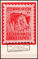 1950 (14 Jun) 'Communism Destroys the Nation', Lithuania, USSR, Russia, Anti-Soviet Propaganda Postcard printed in Waterbury, United States