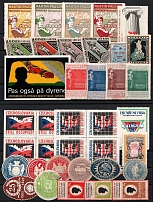 Germany, Czechoslovakia, Stock of Cinderellas, Non-Postal Stamps, Labels, Advertising, Charity, Propaganda (#184A)