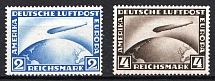 1928 Airmail, Zeppelins, Weimar Republic, Germany (Mi. 423 - 424, Full Set, CV $120)