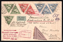1929 (2 Sep) Latvia Riga - Berlin, Airmail Registered cover, flight Riga - Berlin (Cash on delivery label, Muller 373, CV $350)