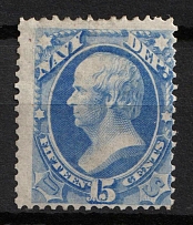 1873 12c Webster, Official Mail Stamp 'Navy', United States, USA (Scott O42, Ultramarine, CV $430)