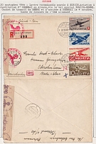 1944 (20 Sep) Switzerland, WWII Swiss Mail, Registered Airmail Cover from Zurich to Bern franked with Mi. 435 - 438