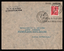 1945 (9 May) Saint-Nazaire, German Occupation of France, Germany, Cover from Batz-sur-Mer to Guerande franked with 1f (Mi. 521)