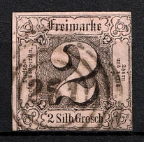 1852-58 2s Thurn und Taxis, German States, Germany (Mi. 5 a, Sc. 6, Signed, Canceled, CV $30)