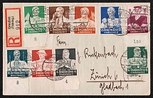 1934 Third Reich, Germany, Registered Cover Groisen (Thuringia) -  Zurich (Mi. 556 - 564, Full Set, CV $380)