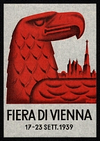 1939 Fascist Italia, 'Vienna Fair', German Annexation of Austria, Third Reich Propaganda, Label