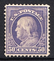 1912 50c Franklin, Regular Issue, United States, USA (Scott 422, Signed, CV $230)