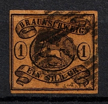 1853 1sgr Braunschweig, German States, Germany (Mi. 6 b, Canceled, CV $90)