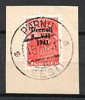 1941 5k Parnu Pernau, German Occupation of Estonia, Germany (Mi. 5 I, Signed, Parnu Postmark, CV $80)