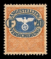 'F20' Employee Medical Insurance Stamp, Revenue, Swastika, Third Reich, Nazi Germany