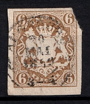 1868 6kr Bavaria, German States, Germany (Mi. 20, Canceled, CV $80)