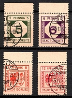 1945 Gorlitz, Local Post, Germany (Mi. 13 - 16, Margin, Full Set, Canceled, CV $30)