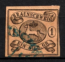 1861-63 1s Braunschweig, German States, Germany (Mi. 11 A, Sc. 8, Canceled, CV $70)