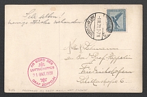 1928 (1 Nov) Germany, Graf Zeppelin airship airmail postcard from Offenburg to Friedrichshafen, Prepared as Drop Mail but No Flown
