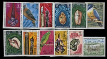 French Colonies - New Hebrides - 1977-78, Port Vila surcharges on Artifacts, Birds, Shells, Bull, 5fr/5c - 500fr/10fr, complete set of 12, stamps of 35fr/35c and 200fr/5fr have wide space surcharges (type 2), full OG, NH, VF, …
