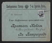 1915 Novoborisovka (Novoborysivka) Mute Cancellation, Russian Empire, Commercial cover from Novoborisovka (Novoborysivka) to Saint Petersburg with Unknown Mute postmark
