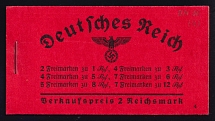 1936-37 Compete Booklet with stamps of Third Reich, Germany, Excellent Condition (Mi. MH 36.3, CV $520)