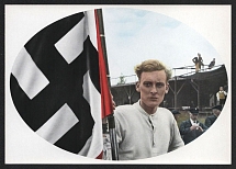 'Our Flag is Flying ahead of us!', Album No.8 'Germany Awakens' 'Becoming, Fight and Victory of the NSDAP', Third Reich Nazi Germany Propaganda Poster