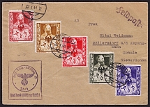 1941 (22 Jan) Military Mail, Field Post, Feldpost Cover from Stockerau to Mollersdorf (Austria), franked with five 'Heinrich von Stephan' labels, Third Reich Nazi Germany Propaganda