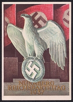 1937 (10 Sept) 'Nazi Party Rallies in Nuremberg', Swastika, Third Reich, Germany, Postcard to Dresden (Commemorative Cancellation)