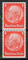 1933-36 8pf Third Reich, Germany, Pair (Mi. 517 I,  Open 'D', Print Error)