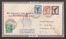 1932 (30 Jul) Germany, Graf Zeppelin airship airmail cover from Friedrichshafen to Irvington (United States), Flight to Danzig 1932 'Friedrichshafen - Danzig' (Sieger 169 Aa, CV $50)