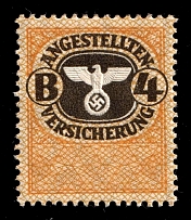 'B4' Employee Medical Insurance Stamp, Revenue, Swastika, Third Reich, Nazi Germany