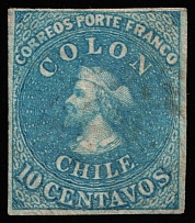 1856 10c Chile, South America (Mi 2IId, Canceled, CV $35)