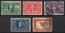 1904 Louisiana Purchase Issue, United States, USA (Scott 323 - 327, Full Set, Canceled, CV $80)