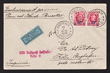 1928 (15 Apr) Belgium, Airmail cover from Costende to Cologne (Germany) with red airmail handstamp