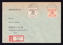 1946 (2 Feb) Grosraschen, Registered Cover to Dresden, Germany Local Post (Mi. 31, 41, Freital Postmark)
