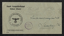 1944 (14 Jul) Alsace, German Occupation of France, Germany, Official Cover from the Public Health Department in Kolmar to Schauburg