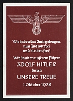 1938 'We thank our Fuehrer through our loyalty', Propaganda Postcard, Third Reich Nazi Germany