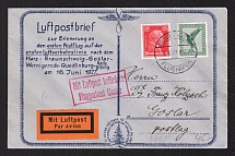 1937 Germany First flight Airmail cover from Braunschweig to Goslar with red airmail handstamp