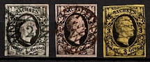 1851-55 Saxony, German States, Germany (Mi. 3, 4, 6, Sc. 3, 5, 8, Canceled, CV $60)