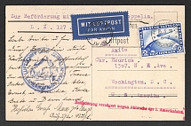 1929 (15 May) Germany, Graf Zeppelin airship airmail postcard from Friedrichshafen to Washington (United States) via New York, Flight to North America 1929 'Friedrichshafen - Lakehurst' (Flight delay, Sieger 26 A, CV $120)