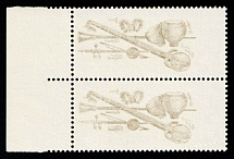1989 10k Musical Instruments of the Nations of the USSR, Soviet Union, USSR, Russia, Pair (Zag. 6049 var, OFFSET of Center, Margin, MNH)