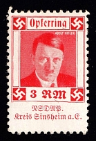 3rm 'Adolf Hitler', Donation to the 'NSDAP', Swastika, Third Reich Propaganda, Cinderella, Nazi Germany (MNH)