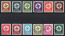 1942-44 Third Reich, Germany, Official Stamps (Mi. 166 - 177, Full Set, Canceled, CV $720)