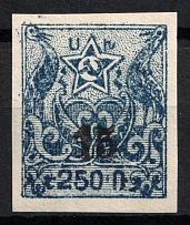 1922-23 15k on 250r Armenia Revalued, Russia Civil War (Imperf, Black Overprint, CV $40, MNH)