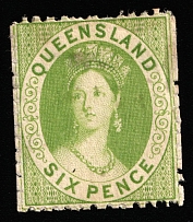 1862-67 6p Queensland, Australia (SG 27, CV $250)
