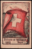 1915 (24 Sept) Switzerland, 'Souvenir from Zurich', Zurich Repatries Committee, World War I Postcard to Paris (France)