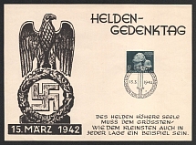 1942 'Heroes' Memorial Day' Rare Souvenir Sheet, Propaganda, Third Reich Nazi Germany